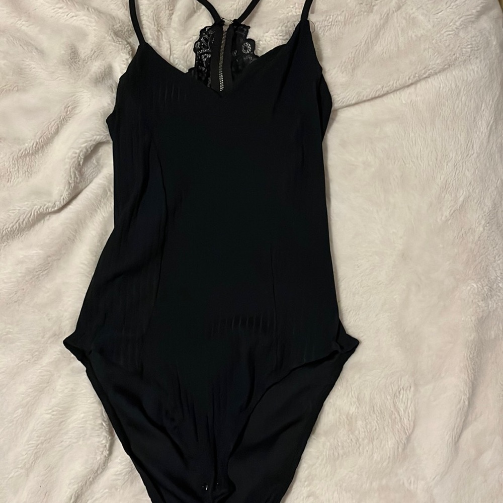 Black body suit with lace back